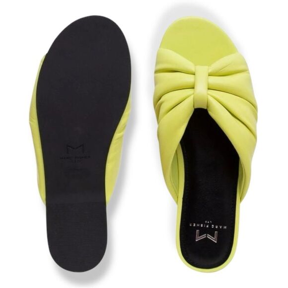 MARC FISHER Olita Slide Sandal In Yellow Leather Size 7.5 NEW - Picture 1 of 17